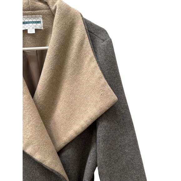 Pim + Larkin Wool And‎ Poly Wrap Coat Grey Womens Large - Picture 12 of 16